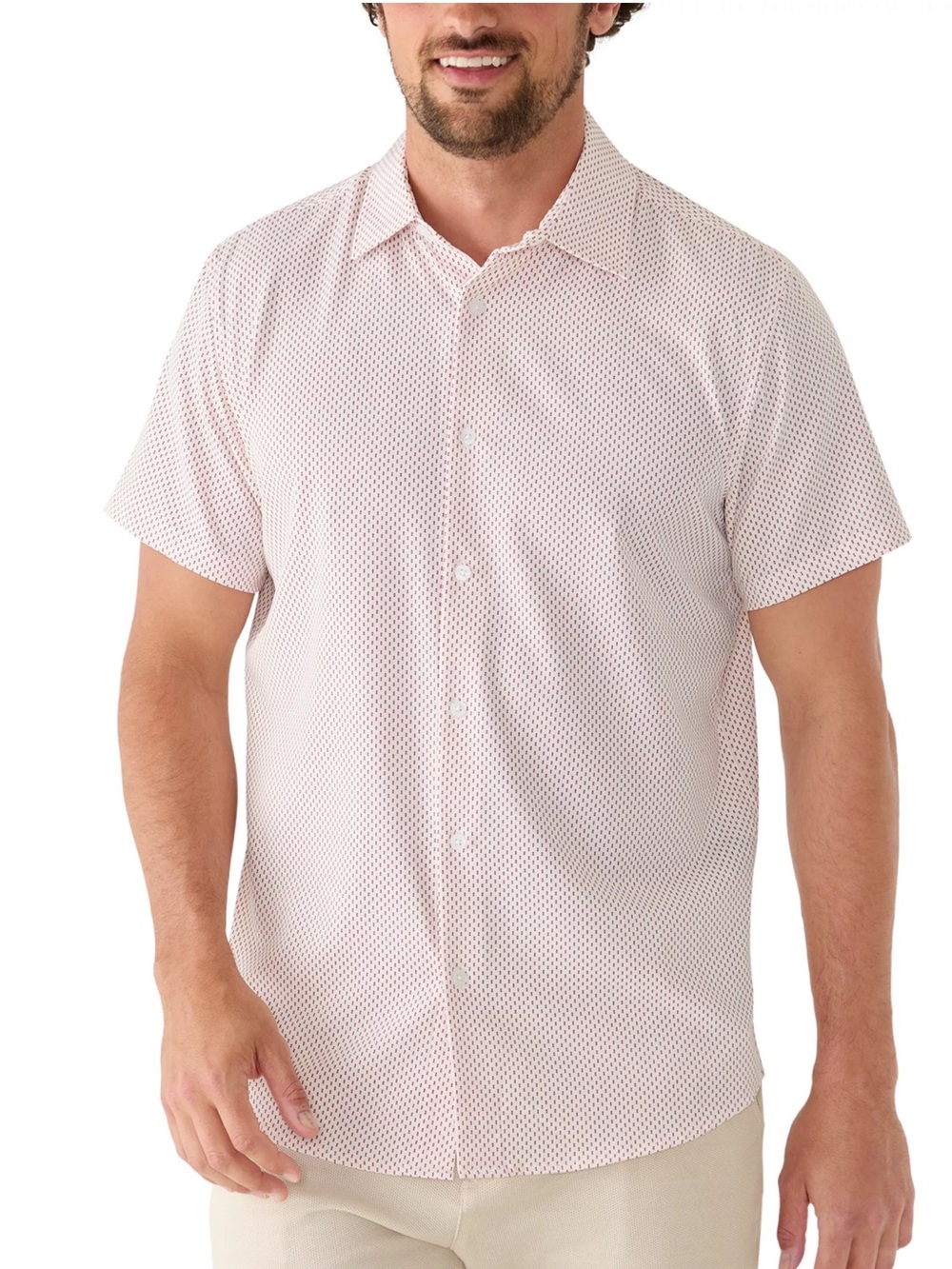 Michael Strahan Modern Fit Performance Button Down | White/Grey | Men’s L